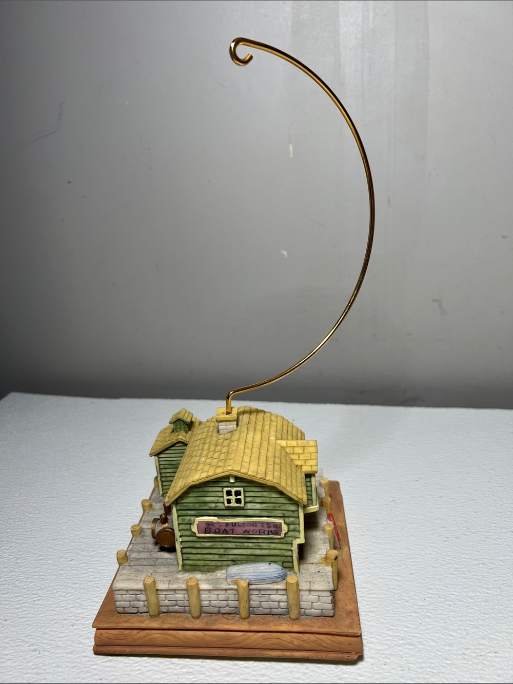 Vtg 70's Glama Fulton Boat Works Animated Music Box a Boat Works Scene